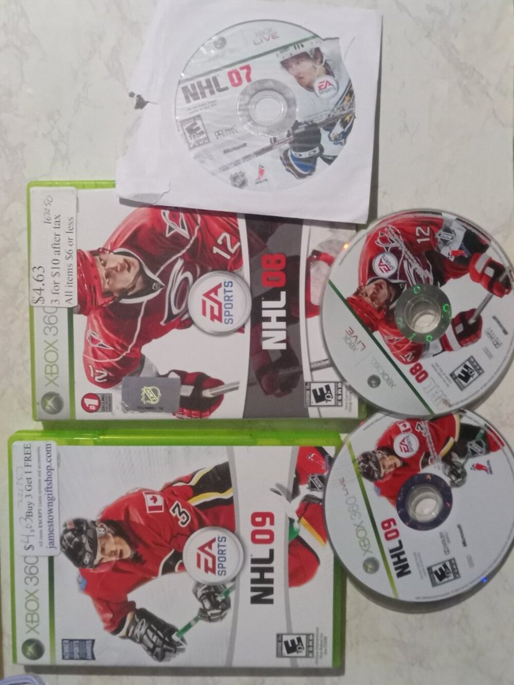 Xbox 360 Lot NHL 07 NHL 08 NHL 09 Tested Xbox 360 Game Bundle
